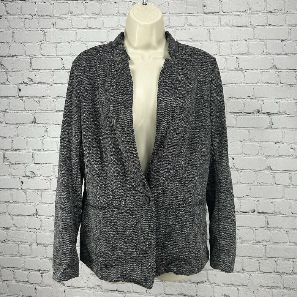 NWT Banana Republic Gray Herringbone Single Button Light Blazer Size Medium M